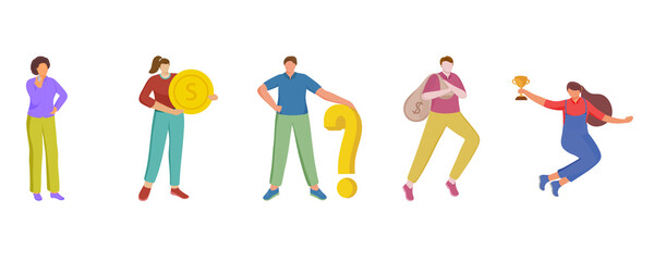 Faceless Business People Or Official Employee Character In Different Pose.