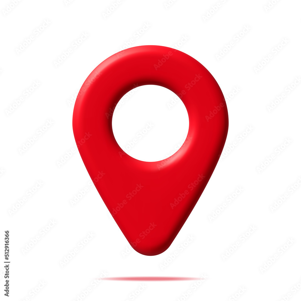 Poster 3d location map pin isolated on white. red gps pointer marker icon. gps and navigation symbol. eleme