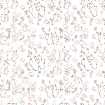 Arabian style travel set icon collection seamless pattern Arabian texture