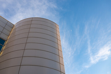 building with the sky and moon
