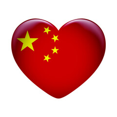 China flag icon isolated on white background. China flag. Flag icon glossy.