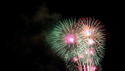 Spectacular coorful fireworks splashing in the night sky