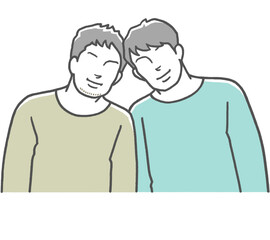 肩を寄せ合う同性カップル　男性