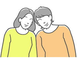 肩を寄せ合う同性カップル　女性