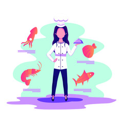 Seafood menu flat style illustration vector design