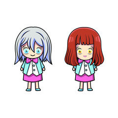 little girl cartoon kawaii illustration vector design