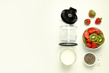 Concept of cooking tasty food with blender, space for text