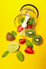 Concept of cooking tasty food with blender