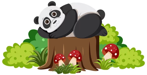 Cute panda bear in flat cartoon style © blueringmedia