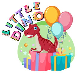 Little cute dinosaur cartoon in party theme
