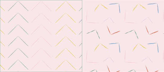 seamless Trendy colorful pattern set with pencil-drawn patterns, hand - drawn. pink Vector illustration	
