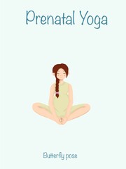 Pregnant woman yoga poses character Hand drawn prenatal yoga girl poses