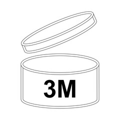 3m period after opening pao icon sign flat style design vector illustration isolated white background. 3 month day expiration period after opening.