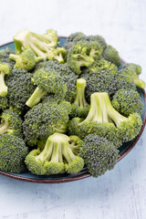 Healthy Green Organic Raw Broccoli Florets Ready for Cooking