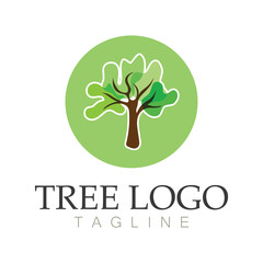 Obraz premium Tree logo icon vector illustration design.Vector silhouette of a tree templates of tree logo and roots tree of life design illustration
