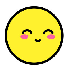 Flat kawaii emoji face. Cute funny cartoon character. Simple line art expressions web icon. Emoticon sticker. 