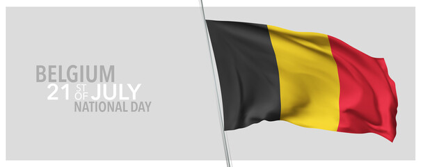 Fototapeta premium Belgium happy national day greeting card, banner with template text vector illustration