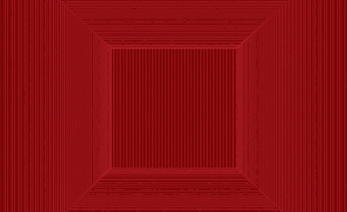 3d rendering. Red tone lines art in sqaure shape pattern wall background.