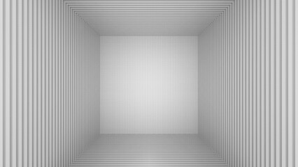 3d rendering. inside empty gray container corner room wall background.