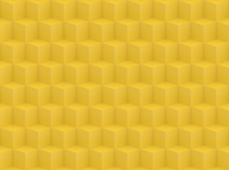3d rendering. seamless yellow cube box pattern wall background.