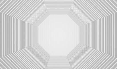 3d rendering. geometric narmal gray hexagonal tunnel way background.