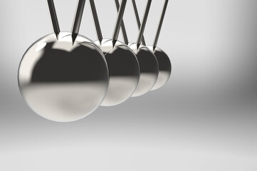 3d rendering. swinging pendulum group on gray background.
