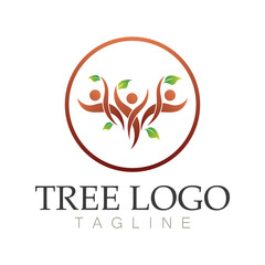 Tree logo icon vector illustration design.Vector silhouette of a tree templates of tree logo and roots  tree of life design illustration