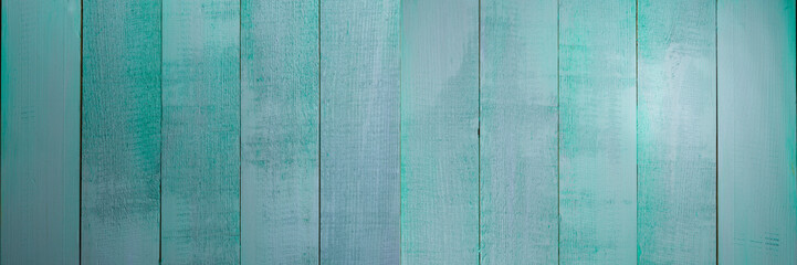 Light blue wood background - Aquamarine planks with peeling paint in vertical wood - Turquoise...