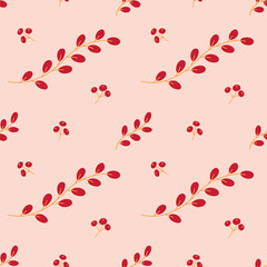 Floral simple seamless pattern. Vector Illustration of branches with red leaves for fabric, textile, background, wallpaper.