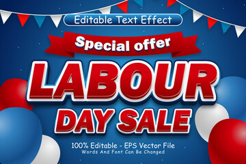 Special Offer Labour Day Sale Editable Text Effect 3 Dimension Emboss Modern Style