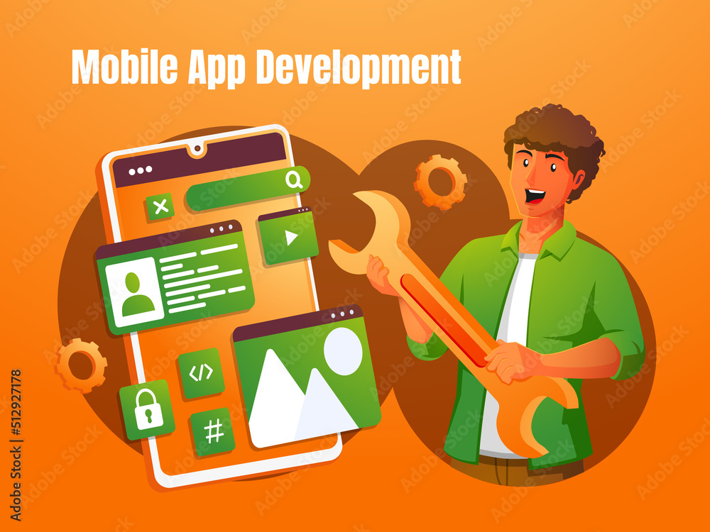 Wall mural a mobile application software developer concept
