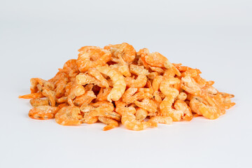 Dried shrimp isolated on a white background