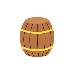 Vector illustration of wooden barrel on white background.