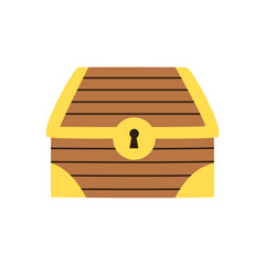 Vector illustration of hand drawn wooden chest treasure on white background.