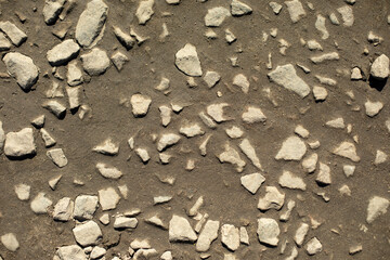 Rocks on road. Fine stone texture.