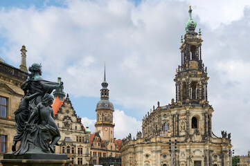 Fototapeta na wymiar Walking along Bruhl terrace, Dresden