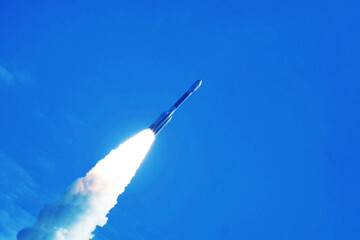 Naklejka na ściany i meble Launch of a space rocket into space. Elements of this image furnished by NASA