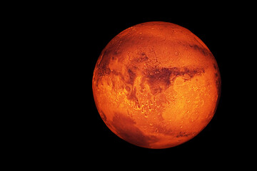 Planet Mars, red planet, on a dark background. Elements of this image furnished by NASA © Artsiom P