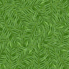 Naklejka na ściany i meble Tropical green palm leaf illustration pattern background. White space for text.