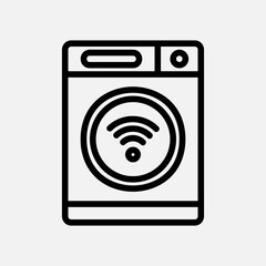 Smart washing machine icon in line style about smart home, use for website mobile app presentation