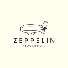 blimp with linear style logo icon template design. airship , balloon, zeppelin, vector illustration