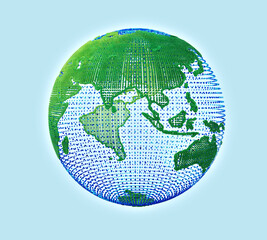 Naklejka premium Abstract globe earth round dots, 3d render with clipping path