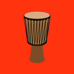 Djembe. Musical percussion instrument, illustration, vector