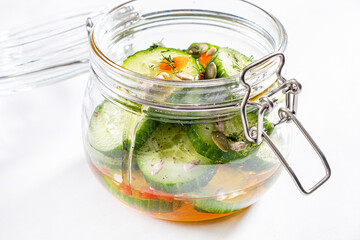 fermented cucumber in the jar