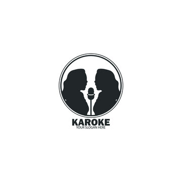 karoke girl black and white logo