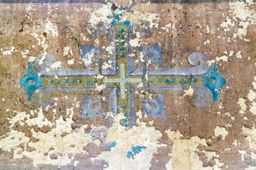 painting on the walls of an abandoned Orthodox church