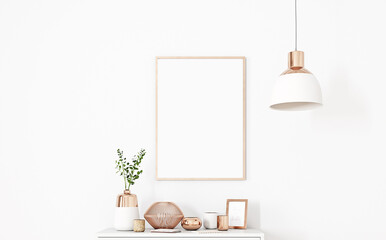 Frame mockup in living room interior