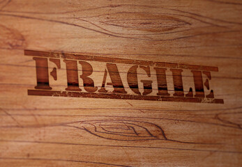 Fragile Stamp on a Wooden Surface