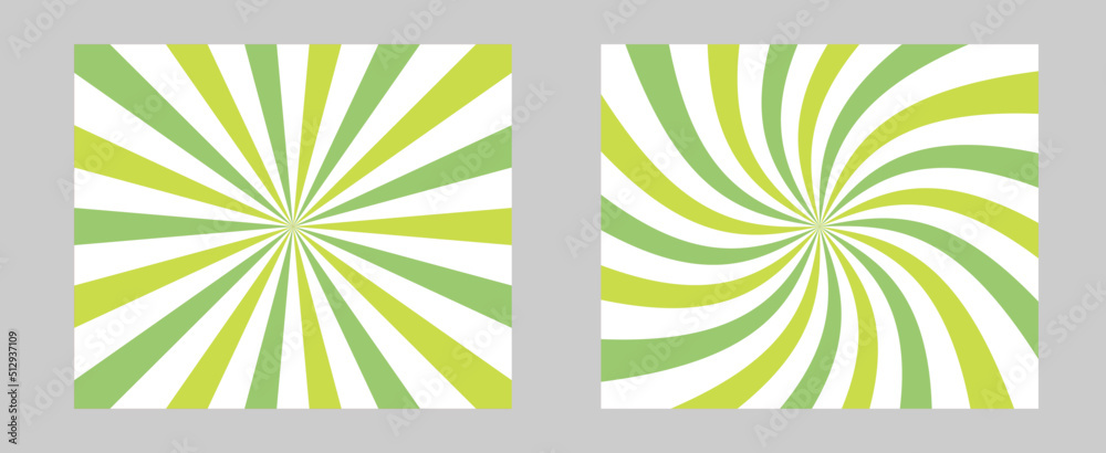 Aufkleber Solar explosion Sun Burst Effect. Green color burst set of 2 sun rays background. Circus background, abstract pattern with concentrated line that creates a lively and bright atmosphere.