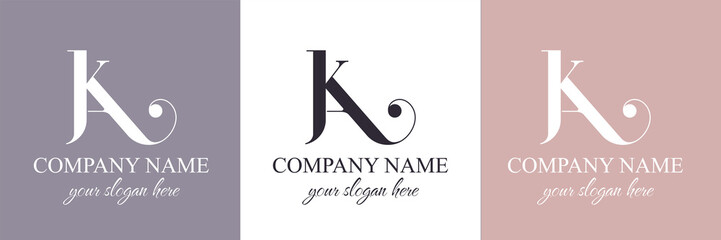 K letter monogram. Elegant luxury K logo. Calligraphic style. Vector design. Luxurious linear creative monogram.